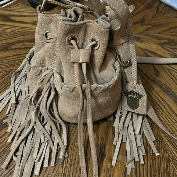 Juicy Couture Handbags - Vintage Juicy Couture Fringed Suede Bucket Bag - Tan